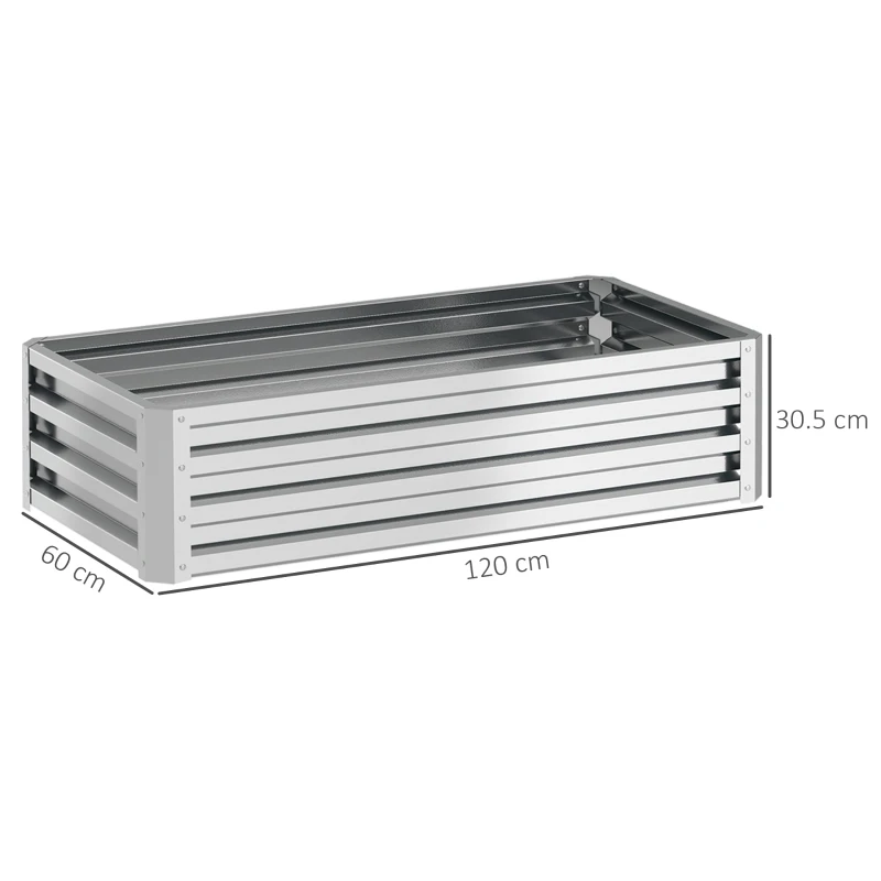 Outsunny Raised Beds for Garden, Galvanized Outdoor Planters, for Herbs and Vegetables, Use for Patio, Backyard, Balcony, Silver