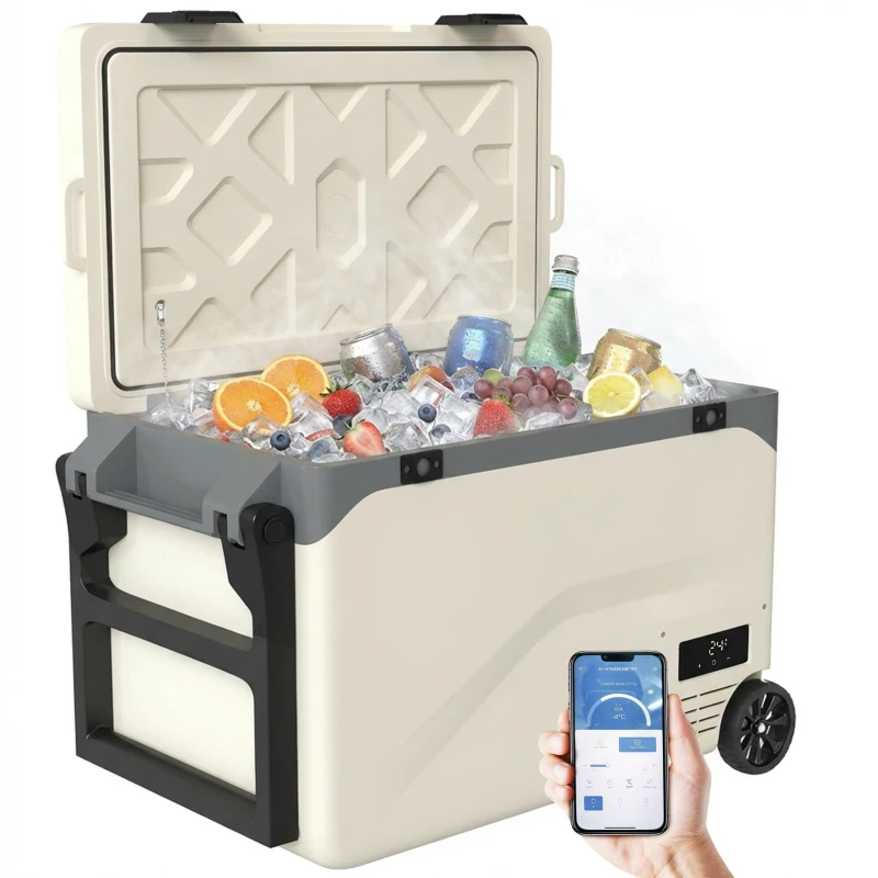 Outsunny 42.5L Compressor Car Fridge Freezer, Camping Refrigerator with App Control, 20℃-20℃