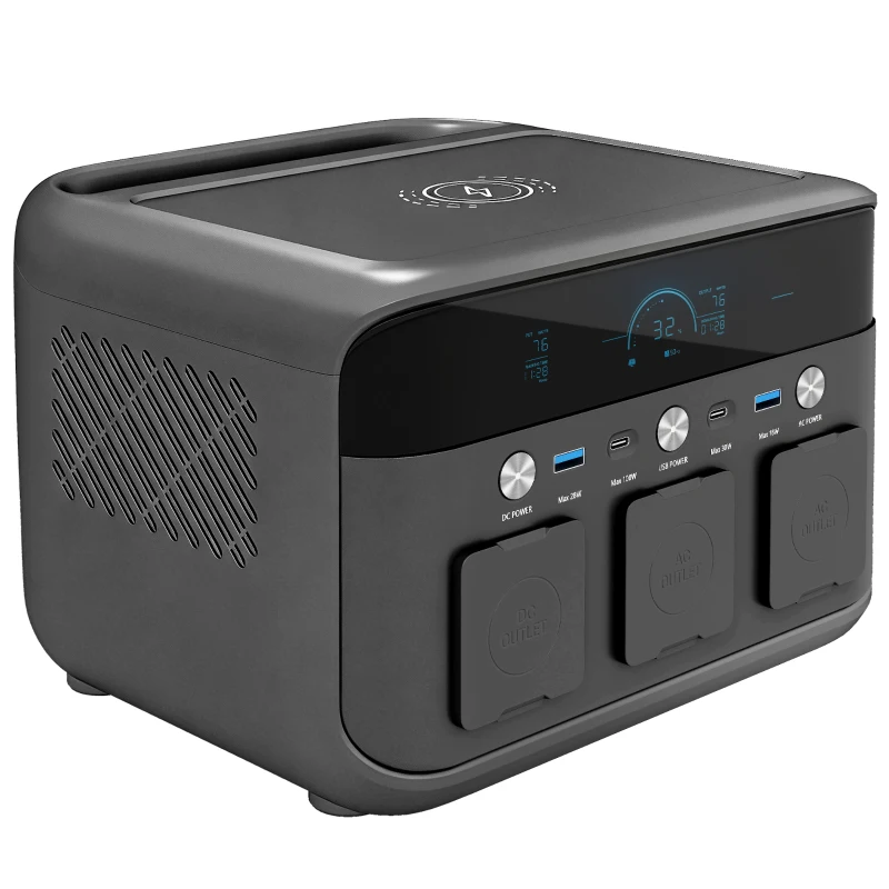 HOMCOM Portable Power Station with LiFePO4 Battery, 1.5H Fast Charge, Camping Power Pack with 600W AC/USB-A & USB-C Output
