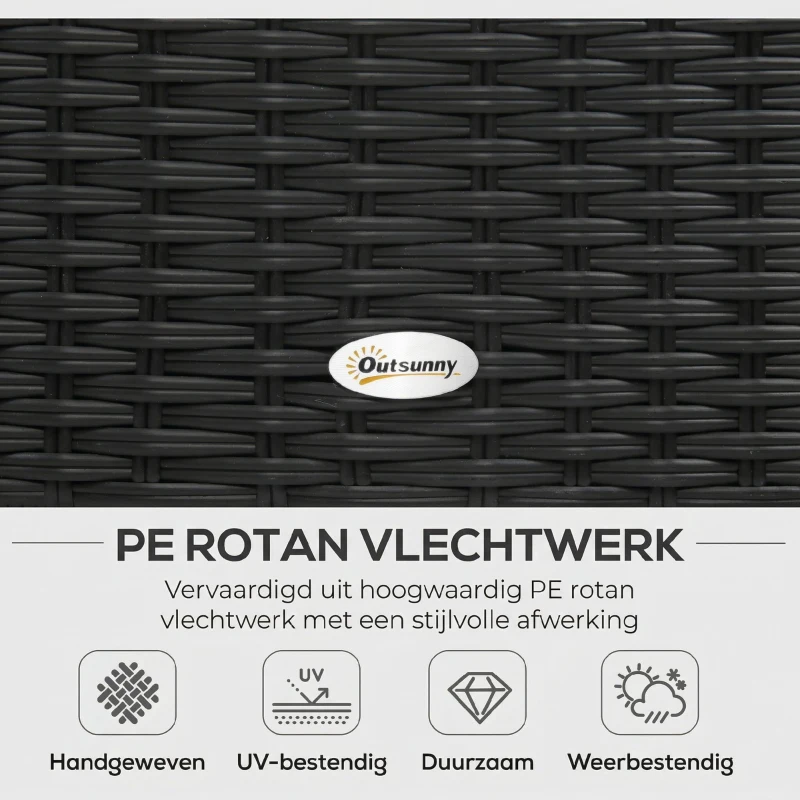 Outsunny luxe tuinset met planken 4 stuks PE rotan zwart