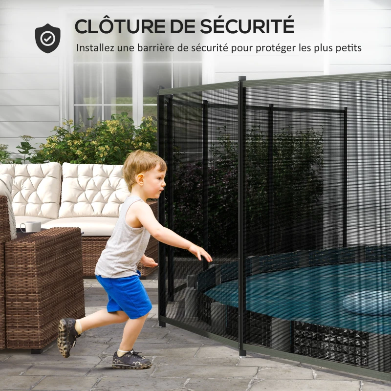 Outsunny Pool safety mesh barrier fence - set of 4 panels - Dim. 365L x 126H cm - black