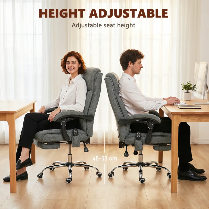 Vinsetto High Back Vibration Massage Office Chair with Footrest, Heated, Grey