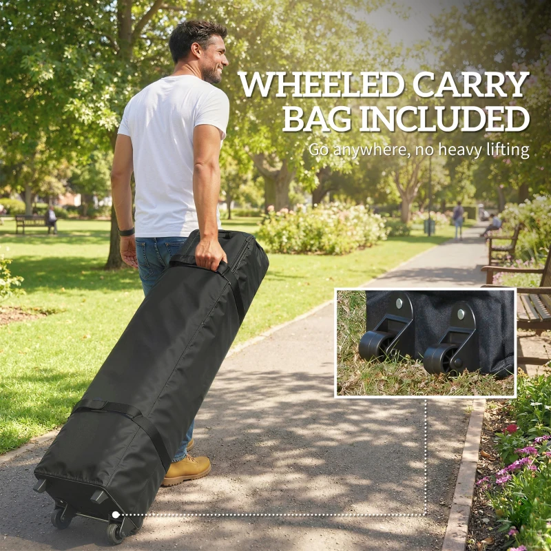 Outsunny 3 x 6 m Pop Up Canopy with UV50+ Protection Garden Gazebo with 6 Sidewalls, Dark Grey