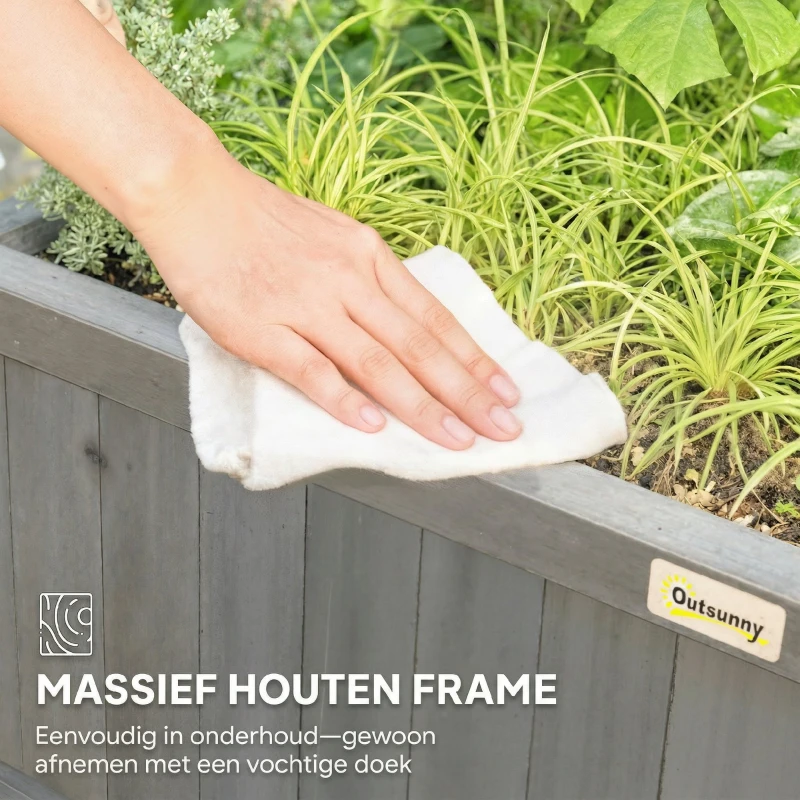 Outsunny Verhoogd bed met spalier en dak, plantenbak, bloembed, weerbestendig, hout, 90 x 45 x 183 cm, Donkergrijs