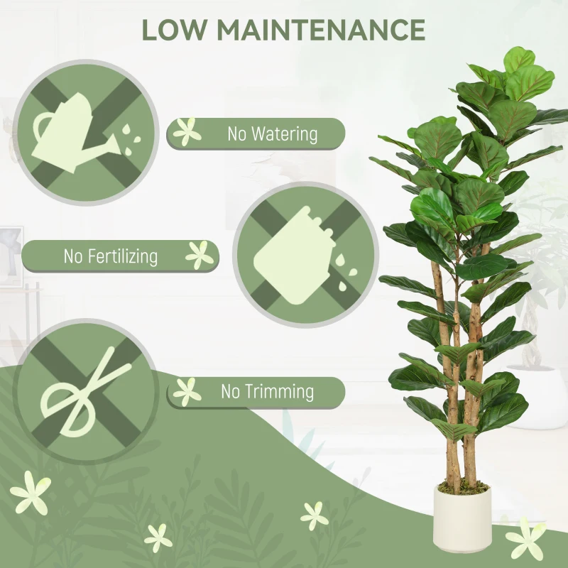 HOMCOM 150cm Artificial Fiddle Leaf Fig Tree - Green