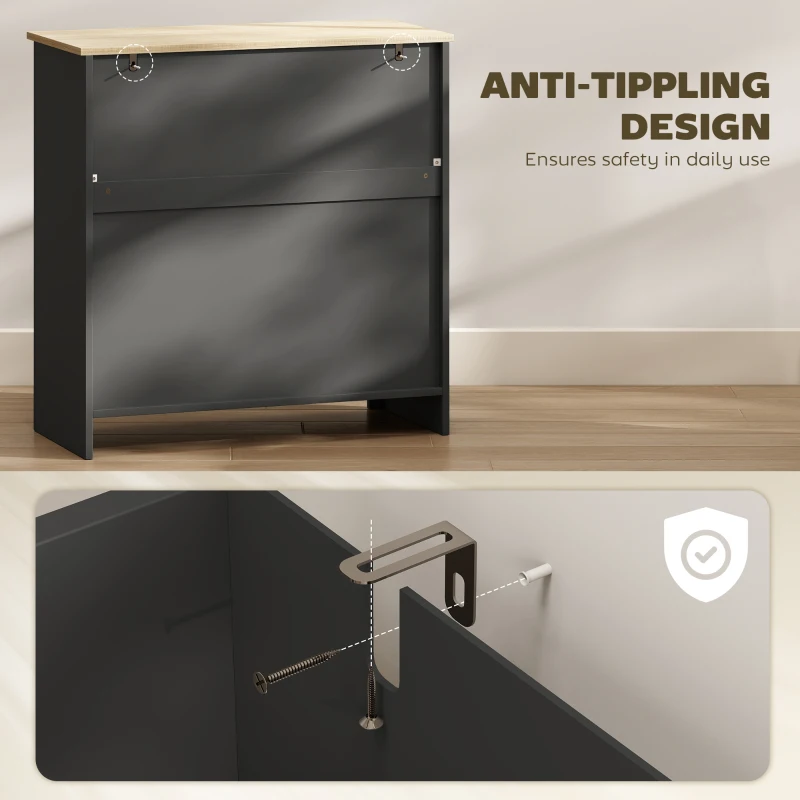 HOMCOM Sideboard Storage Cabinet, Modern Kitchen Cupboard with Adjustable Shelf, Drawer and Double Doors, Black