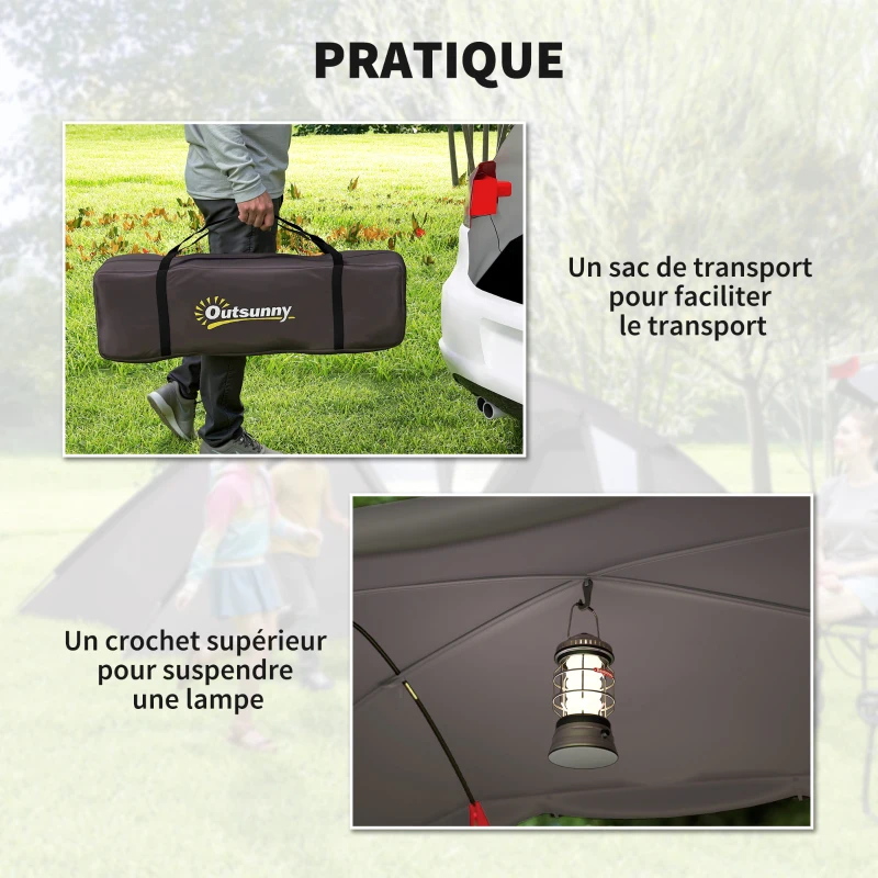 Outsunny Family Camping Tent for 4-6 People, 3000 mm Waterproof Tunnel Tent with 2 Doors, Carry Bag, Black