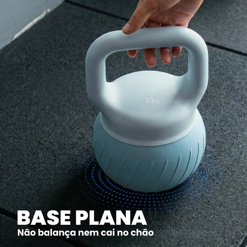 SPORTNOW Kettlebell 10 kg com Areia Metálica e Pega Antiderrapante para Treino 24x24x32 cm Azul Claro