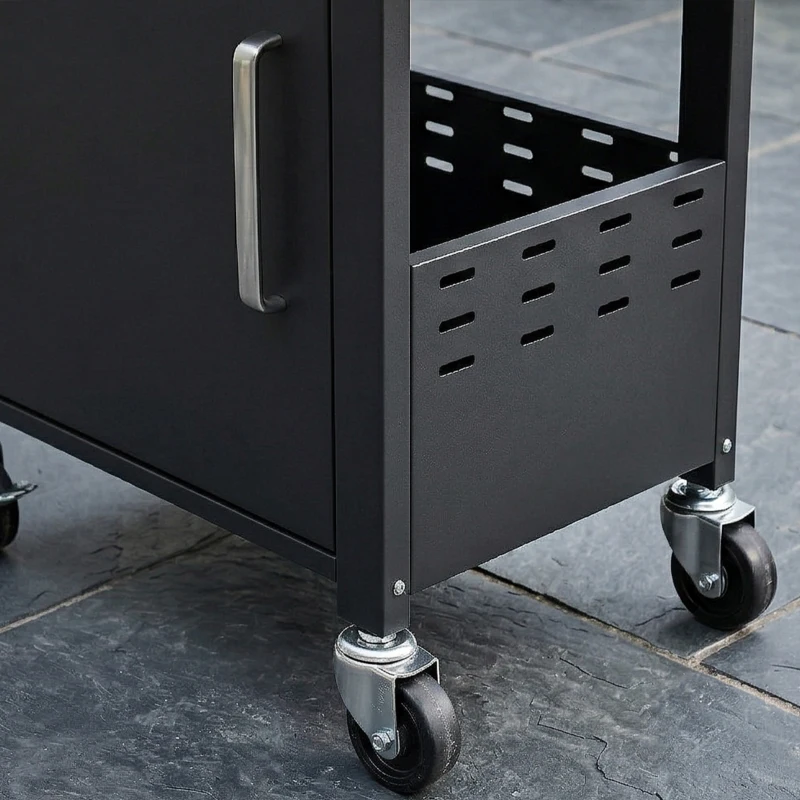 Outsunny Barbecue a Gás com 3 Queimadores 8,1 kW Termómetro Grelhas Mesas Laterais Armário e Rodas 109x50x109 cm Preto