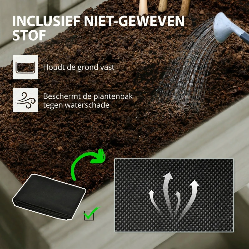 Outsunny Houten verhoogd plantenbed, verstelbaar met latwerk, tuinbed 60x16x100cm Grijs