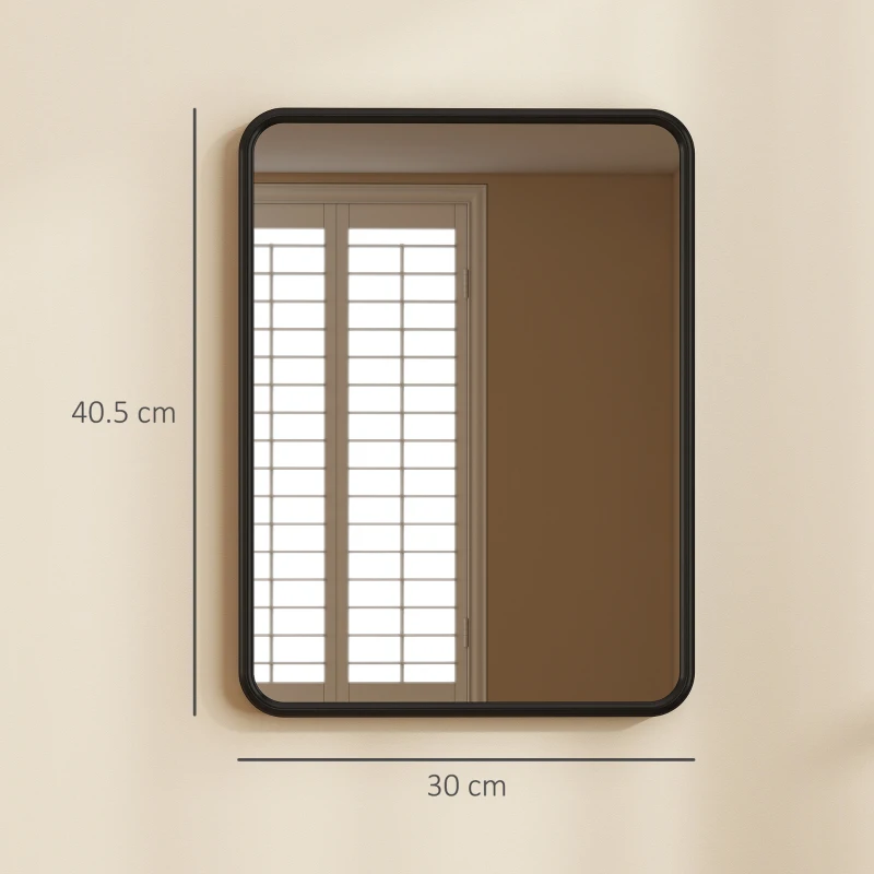 HOMCOM Rectangular Wall Mirror with HD Glass - Black
