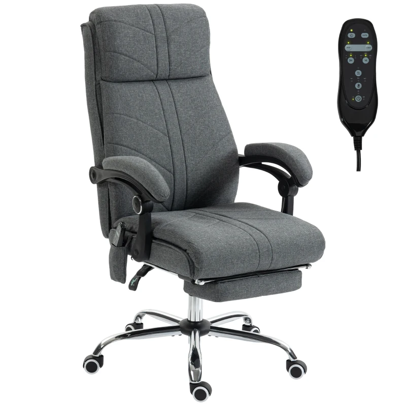 Vinsetto High Back Vibration Massage Office Chair with Footrest, Heated, Grey