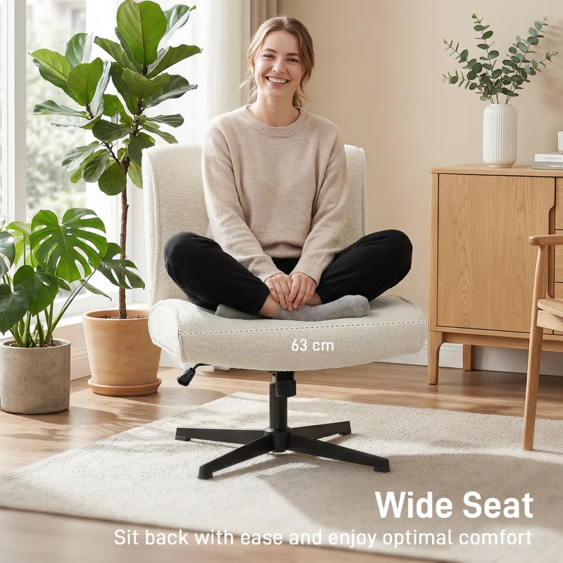 HOMCOM Obrotowy Fotel Akcentowy, Aksamitny Fotel Wypoczynkowy z Regulacją Wysokości do Salonu, Biura, Kremowobiały