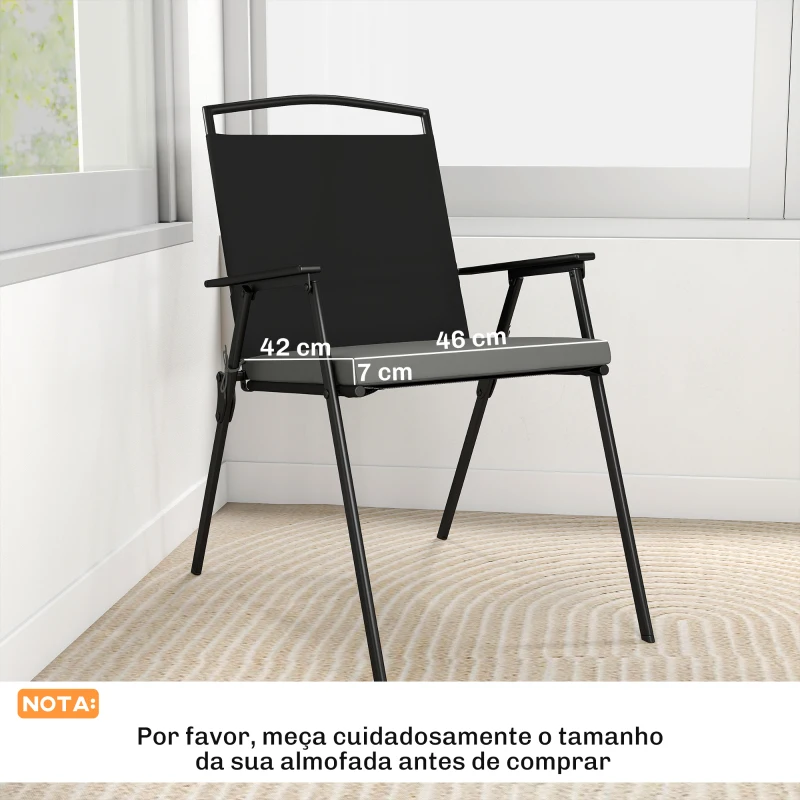 Outsunny Conjunto de Almofadas para Cadeiras de Jantar 46x42x7 cm 6 Peças com Capa Lavável e Laços Impermeável Anti-UV Cinzento Escuro