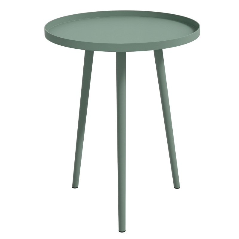 Outsunny Round garden coffee table, outdoor side table with rounded edge in steel, dim. Ø40 x 50H cm green