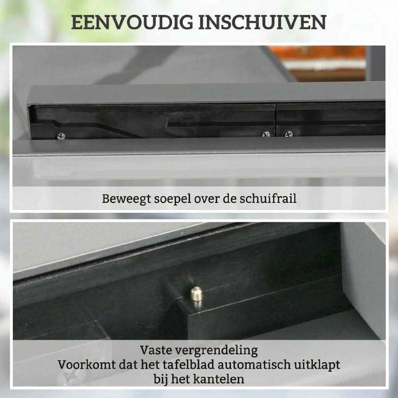 Outsunny Uitschuifbare Tuintafel voor Buiten, Weerbestendige Uitbreidbare Buffettafel, 160 cm × 80 cm × 75 cm, Zwart