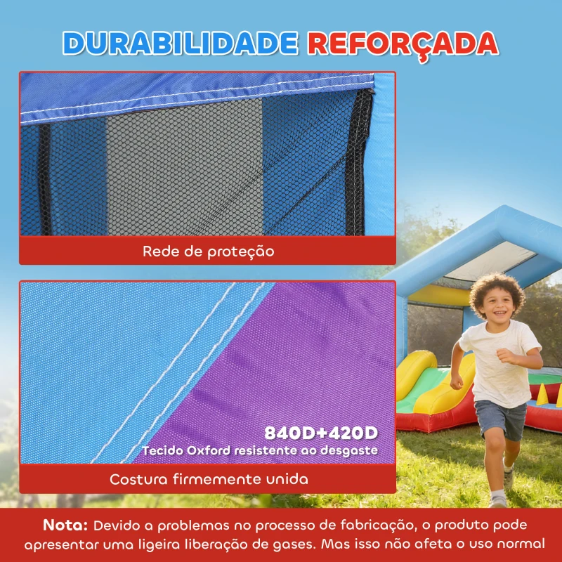 AIYAPLAY Castelo Insuflável para Crianças com Escorrega Cama Elástica Piscina de Bolinhas Jogo de Aros Toldo e Bolsa de Transporte 290x230x200 cm Multicolorido