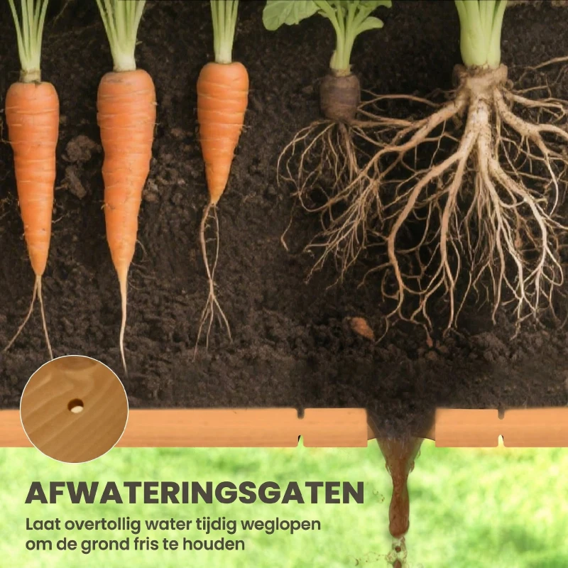 Outsunny Verhoogd Bed 8 Compartimenten Plantentafel Bloembak Sparrenhout 1 Plank + Afvoer