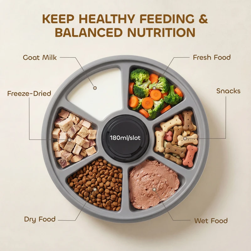 PawHut Podajnik karmy, automatyczny bezprzewodowy podajnik z timerem do 6 posiłków, wyświetlacz LED, wkład chłodzący, szary