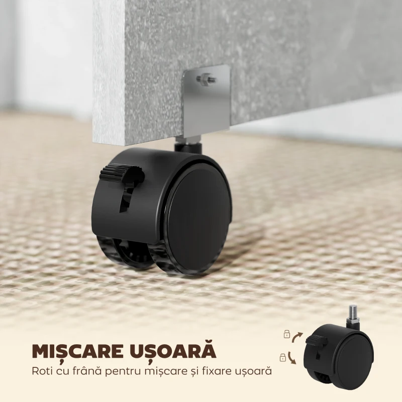 HOMCOM Masă Pliabilă din Lemn pentru 4-6 Persoane cu Roți, 75x140x74cm, Gri