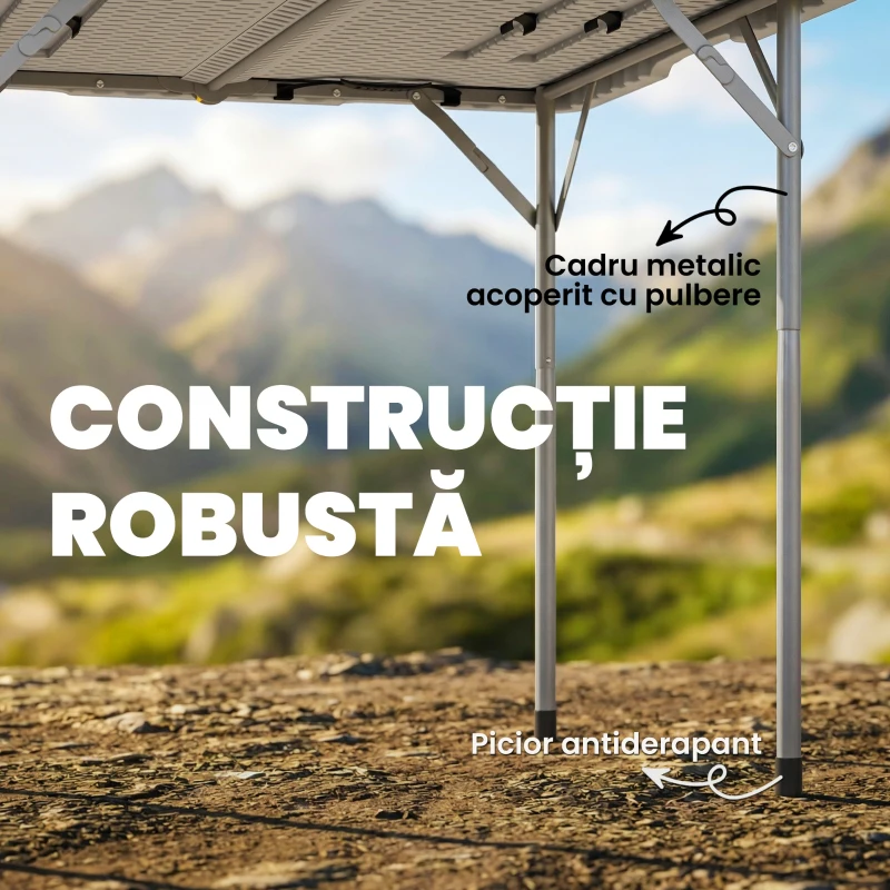 Outsunny Masă de Camping Pliabilă Pătrată, din Metal și HDPE, 86x86x74 cm, Alb