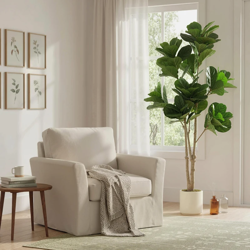 HOMCOM 180cm Artificial Fiddle Leaf Fig Tree - Green