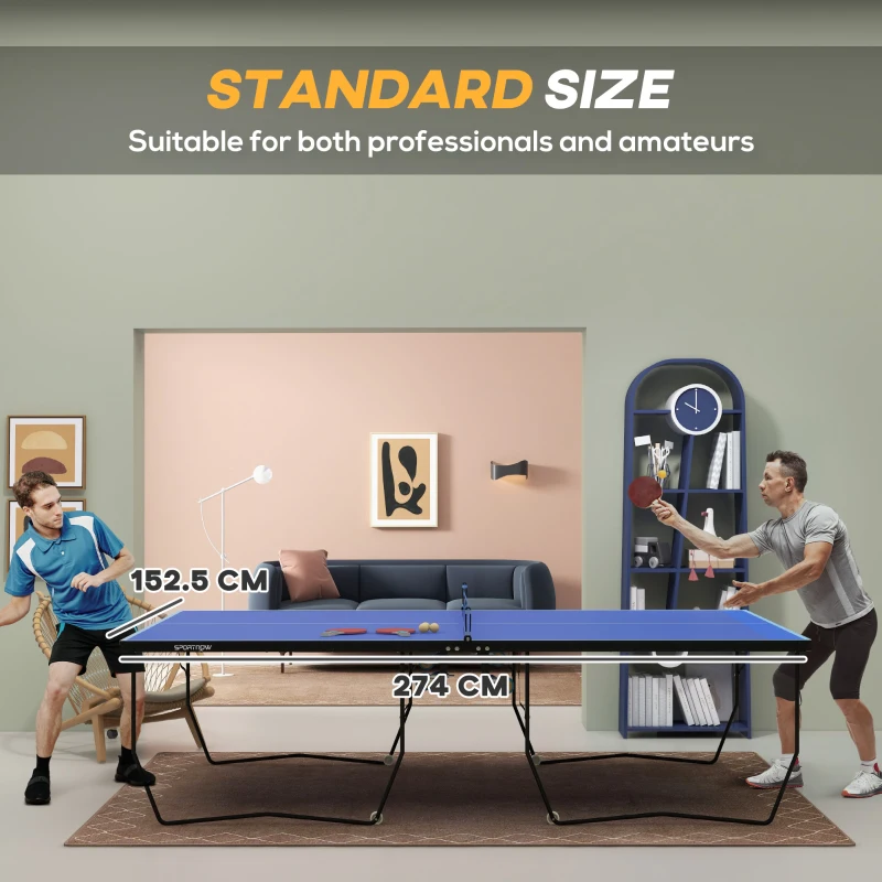 SPORTNOW Stół do tenisa stołowego, składany, z siatką, niebieski