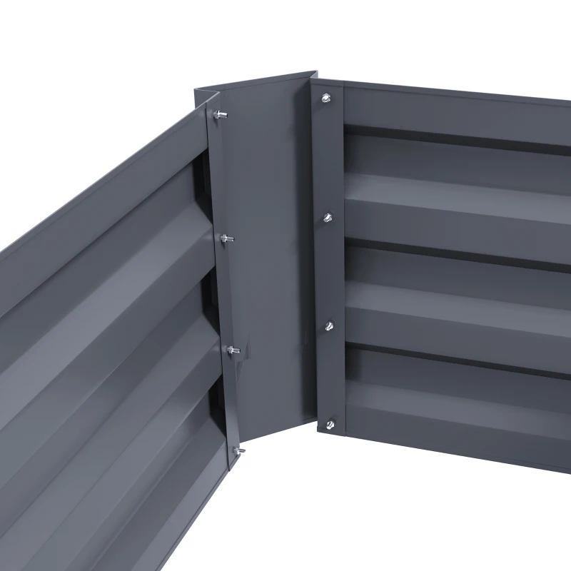 Outsunny Set of 2 Garden Raised Beds 100L x 50l x 30H cm - Gray Corrugated Steel Sheet