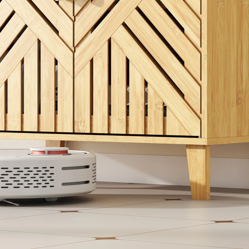 HOMCOM Bamboo Bathroom Under Sink Cabinet with Adjustable Shelf for Basin without Pedestal - Natural