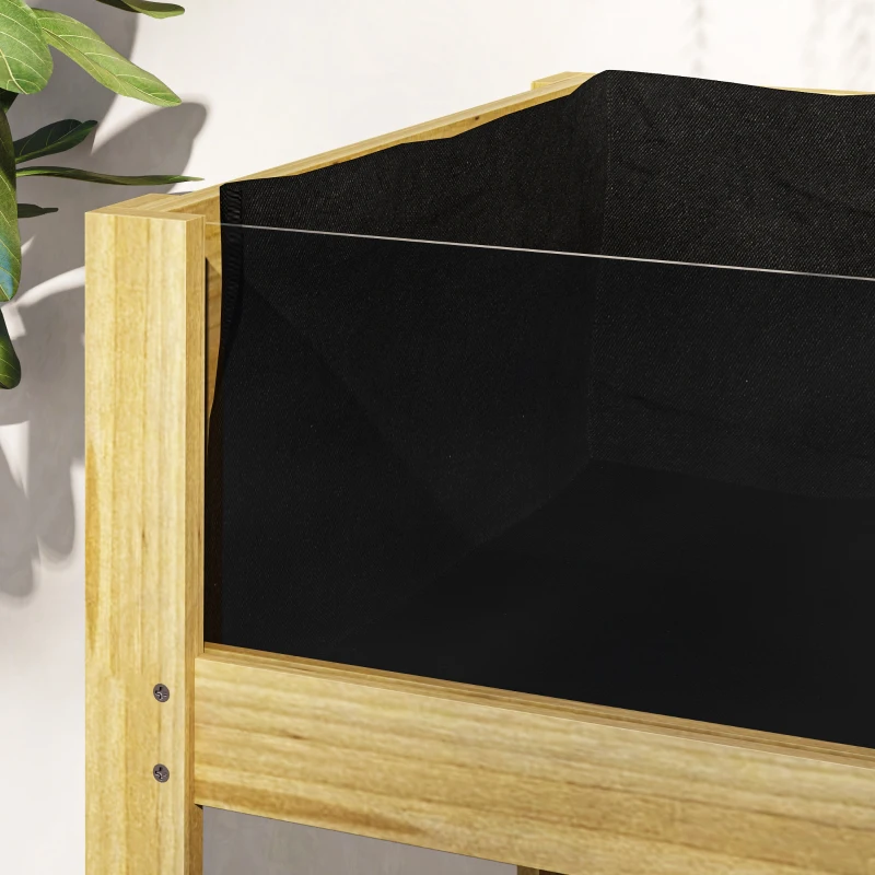 Outsunny Raised planter on legs, elevated garden bed with acrylic panels and drainage holes, 110 x 50 x 80 cm, natural