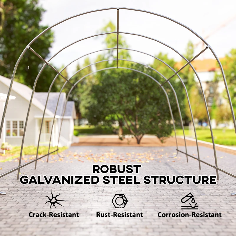 Outsunny Carport Zadaszenie Garażowe 3x6m Zimoodporne Wodoodporne Namiot Magazynowy z Demontowalnymi Ścianami Duże Rolowane Drzwi, UPF50+