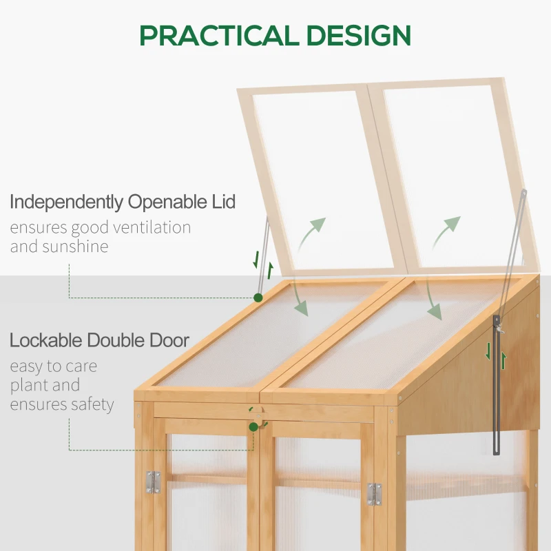 Mini szklarnia drewniana 70x50x120 cm, brązowa, wczesne siewy
