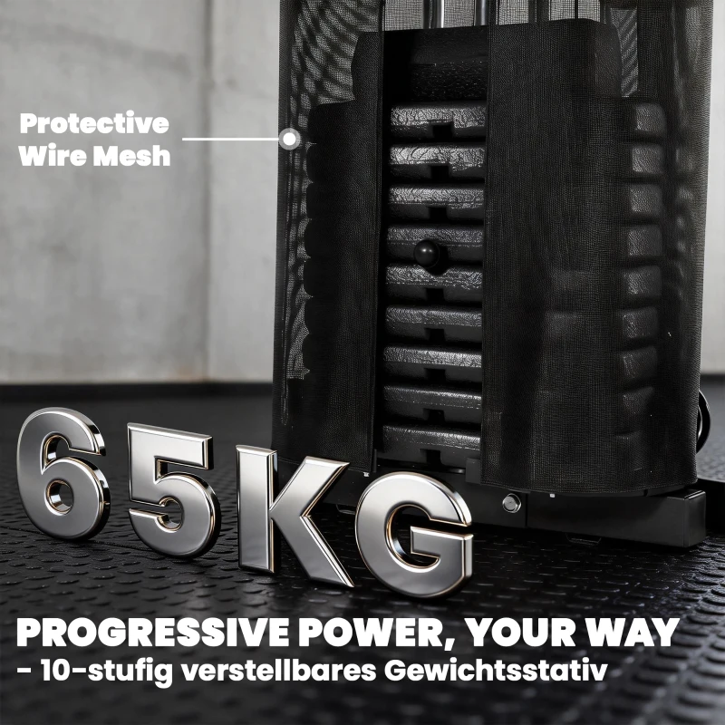 SPORTNOW Home Multi Gym Smith Machine with 65kg Weight Stack, Cable Pulley System, Chest Station, Preacher Pad & Leg Developer