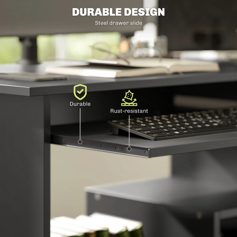 HOMCOM Biurko komputerowe z półkami i otwartymi schowkami