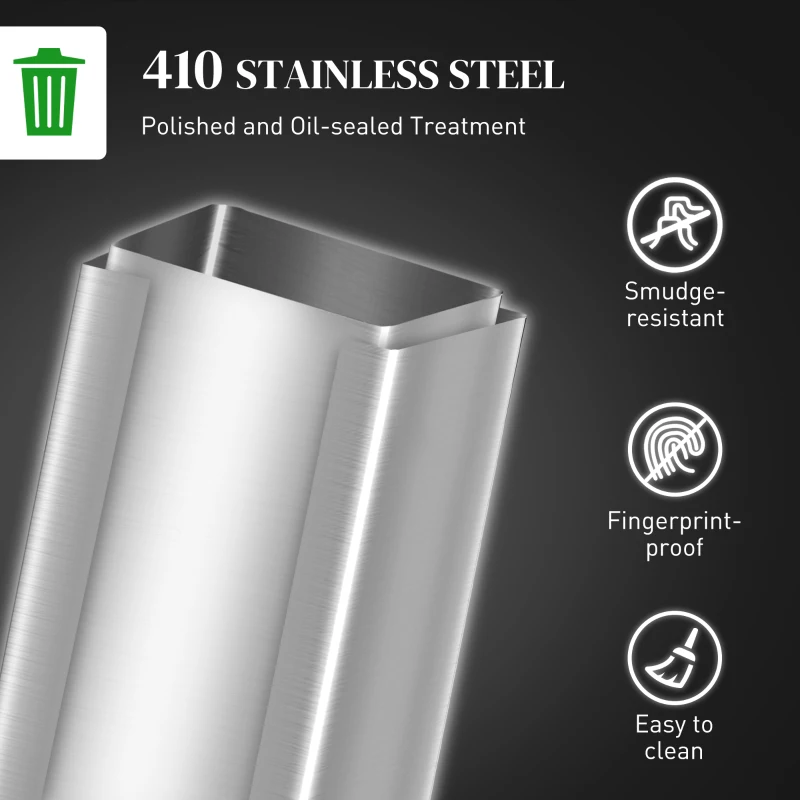 HOMCOM Kosz na śmieci 20L, pedał, pokrywka, stal nierdzewna