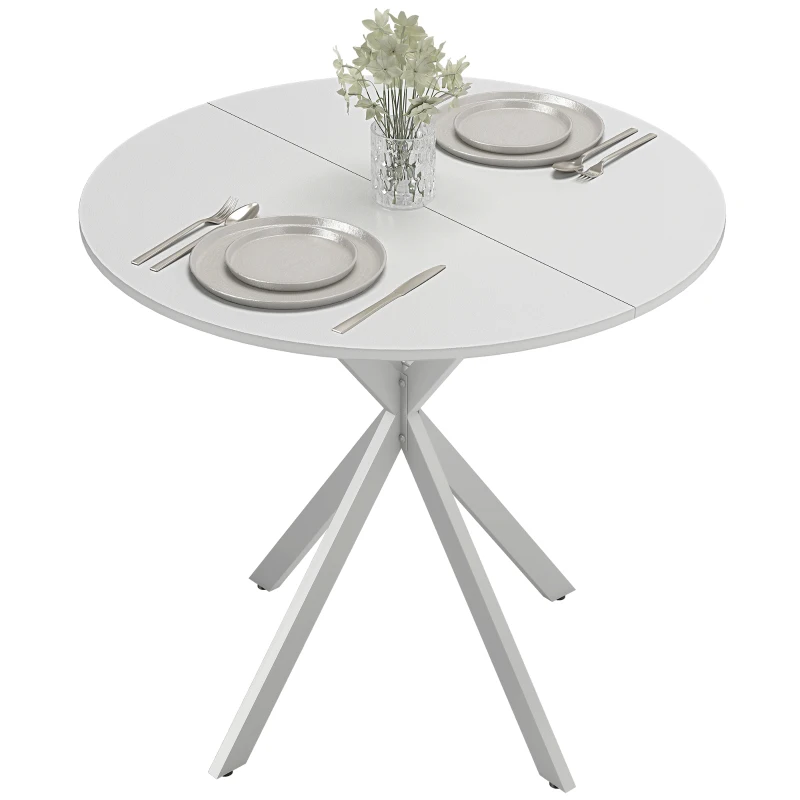 HOMCOM 80cm Industrial Round Dining Table - White