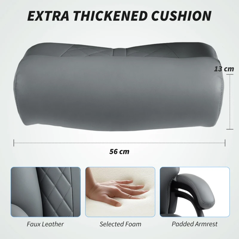 HOMCOM Fotel biurowy, wytrzymały do 150 kg, duży i wysoki, z ekoskóry PU, z miękką sprężynową poduszką, antracytowy