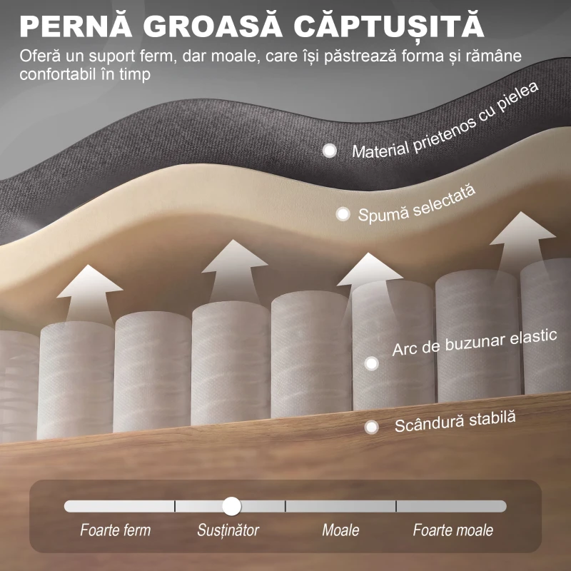 HOMCOM Fotoliu de sufragerie în stil franțuzesc, cu picioare din lemn și perne detașabile, 74x86x102 cm, gri