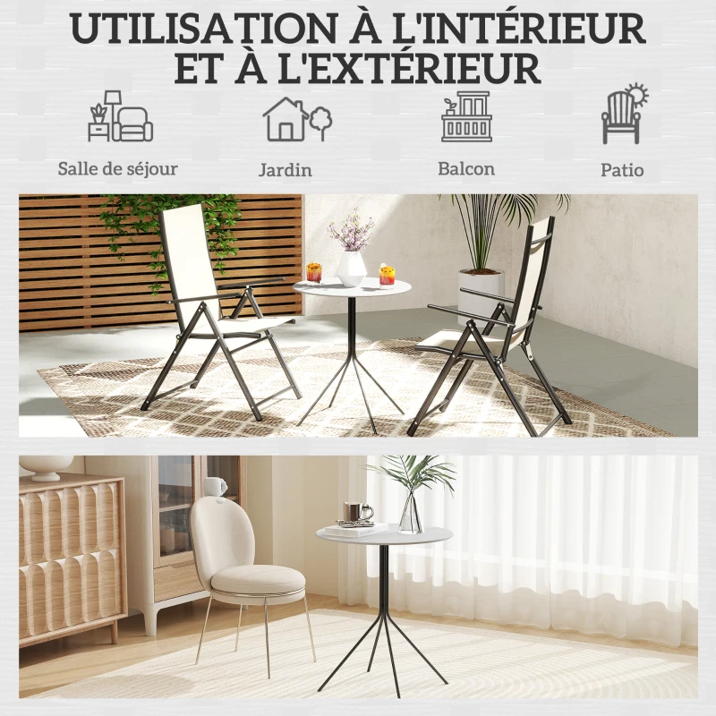 Outsunny Round Garden Table Ø 60 cm, Steel Frame Patio Table for Indoor & Outdoor, Dark Gray