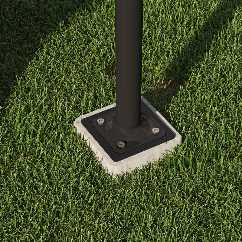 Outsunny Rectangular In-Ground Metal Parasol Base for Patio Pool 16.5 x 16.5 x 40 cm Dark gray