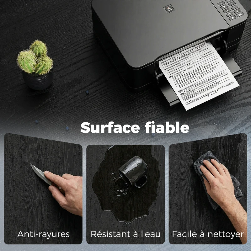 HOMCOM Support d'imprimante desserte de rangement 3 niveaux étagères mobile sur roulettes 50 x 50 x 52,5 cm