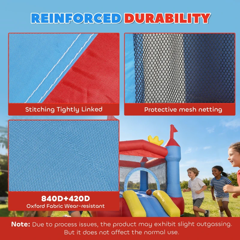 AIYAPLAY Dmuchana zjeżdżalnia z dmuchawą, trampoliną, basenem i pistoletem wodnym, 342 x 255 x 209 cm, niebieska