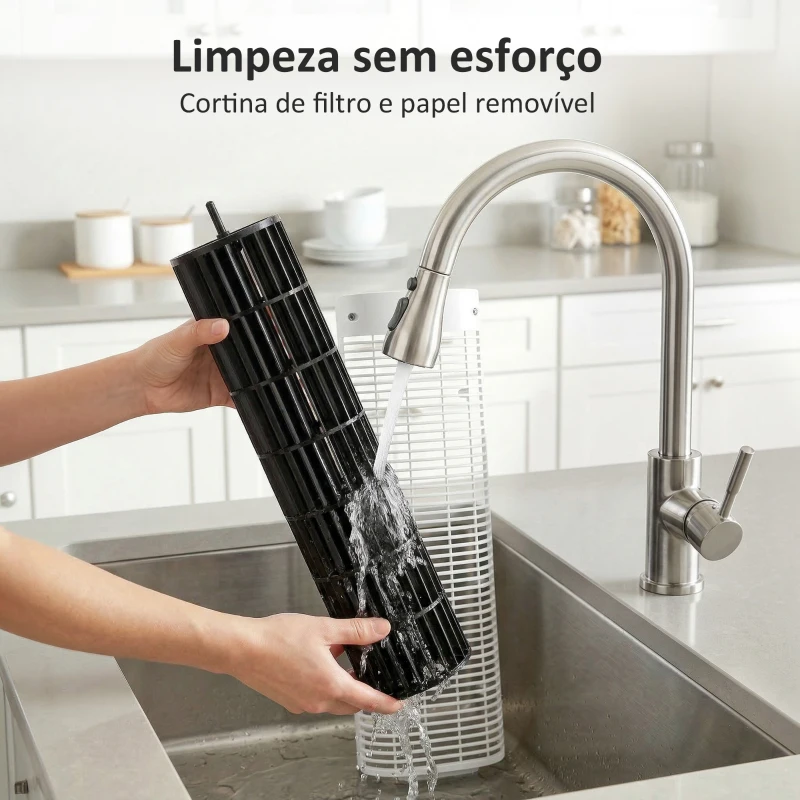 HOMCOM Ventilador Evaporativo de Torre 3 em 1 com Depósito de 9 L Oscilação 48° 3 Velocidades 3 Modos Temporizador Branco