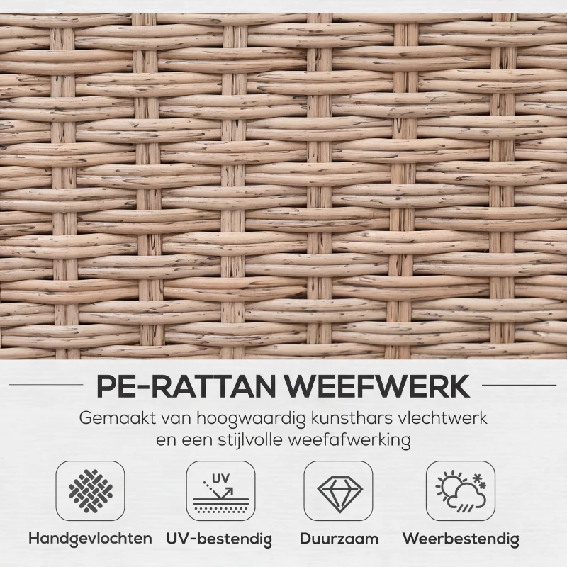 Outsunny poly-rotan tuinmeubelen 4-delige loungeset zitgroep set met aflegvlakken