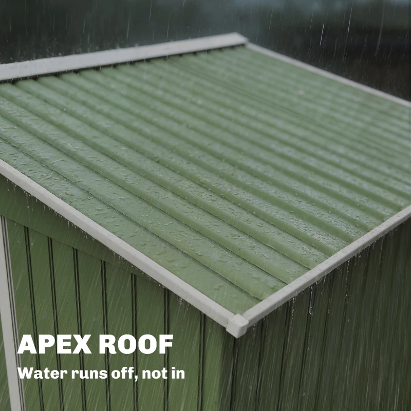 Outsunny 9 x 6ft Metal Garden Shed, Waterproof Outdoor Bike Storage Shed Galvanised with Vents, Foundation Kit, Apex Roof and Lockable Double Doors for Patio Lawn, Light Green