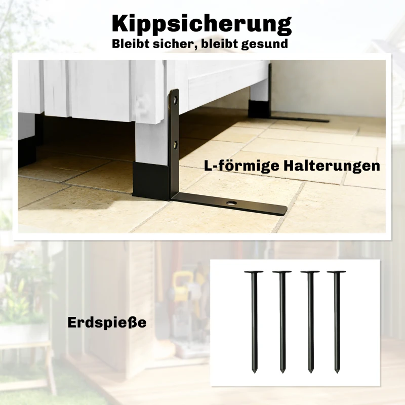 Outsunny Gartenschrank Holz extra hohe Geräteschuppen mit verstellbar Ablage magnetisch Tür galvanisiert Dach Belüftung