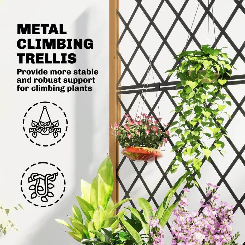 Outsunny Podwyższona donica z metalową kratką, drewniana donica z kółkami, donica na zewnątrz, Brązowa