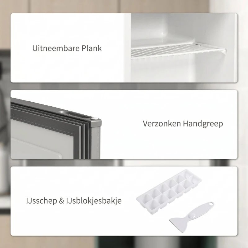 HOMCOM Mini-Vriezer 35 L, Electrische Vriesbox, Vrijstaand 161W, Mini Diepvrieskist 47 x 44,2 x 48,8 cm, Grijs(m-9)