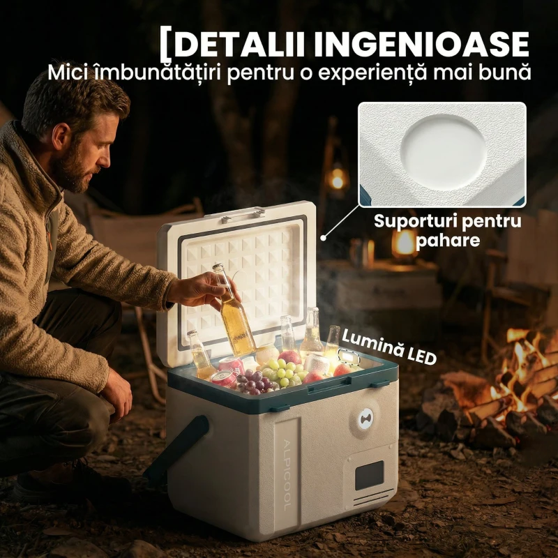 Outsunny Frigider Auto Compresor 19L, Control prin Aplicație Ideal pentru Camping