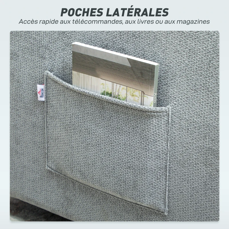 HOMCOM Fauteuil convertible 1 place 3 en 1, fauteuil-lit clic-clac en chenille, assise large dossier réglable, 88x84x87cm, gris